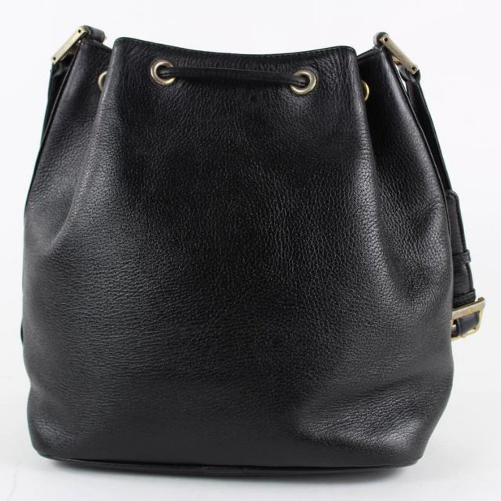 MCM Black Leather Drawstring Bucket Hobo 8mcm1228 - Picture 7 of 12